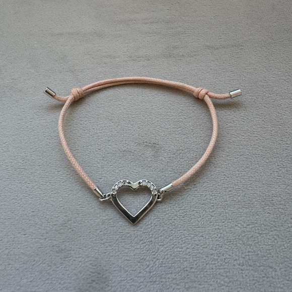 Swarovski Pink Cord Heart Charm Bracelet - Picture 1 of 3